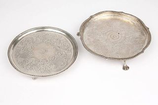 Two Georgian silver footed salvers