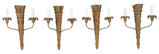 Set Four Carved and Gilt Classical Style˜Sconces