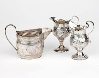 A group of 3 Georgian sterling silver cream pots