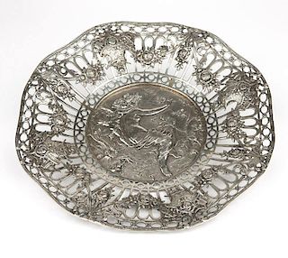 A German silver reticulated plate