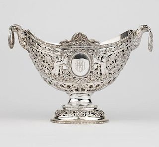 A pierced dual-handled German sterling silver compote