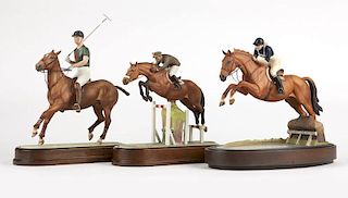 Three Royal Worcester porcelain equestrian groups