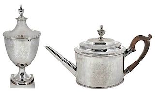 John Burger Coin Silver Teapot and Urn