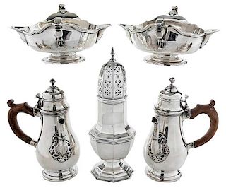 Five Silver Table Items