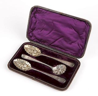 Three George III sterling silver repousse spoons