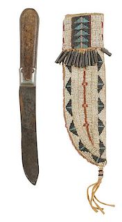 Sioux beaded hide knife sheath