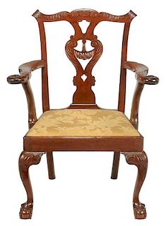 New York Chippendale Carved Mahogany Armchair