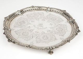 A Victorian sterling silver footed salver