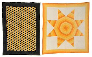 Two Pieced Quilts: Lone Star and Tumbling Blocks