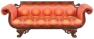 American Classical Carved Mahogany Sofa