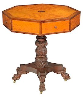 American Classical Carved Pedestal Table