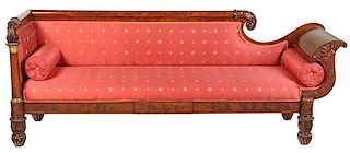 American Classical Carved Mahogany Recamier Sofa