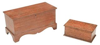 Two American Grain Painted Lift Top Chests