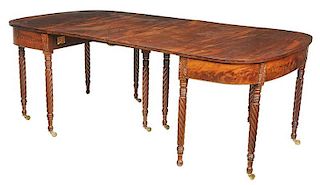 Federal Carved Mahogany Two Part Dining Table