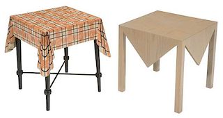 Tablecloth Form Marble and Geometric Side Tables