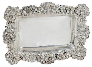 Sterling Floral Rim Footed Tray