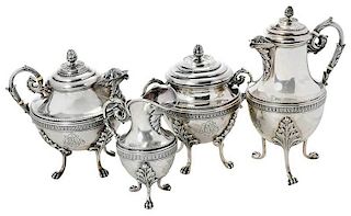 Four Piece French Silver Individual Tea Service