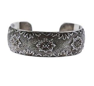 Buccellati Sterling Silver Flower Cuff Bracelet