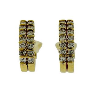 Tiffany &amp; Co 18k Gold Diamond Half Hoop Earrings 