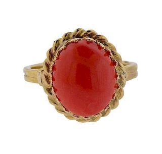 14k Gold Coral Ring 