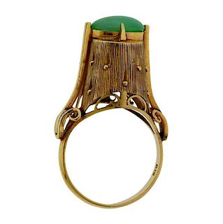 18k Gold Jade Ring 