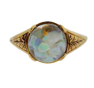 14k Gold Opal Crystal Ring 