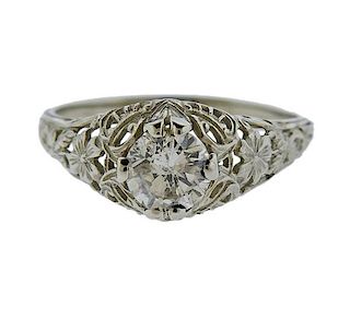 Art Deco 14k Gold Diamond Engagement Ring 
