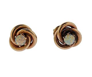Antique 14k Gold Opal Stud Earrings