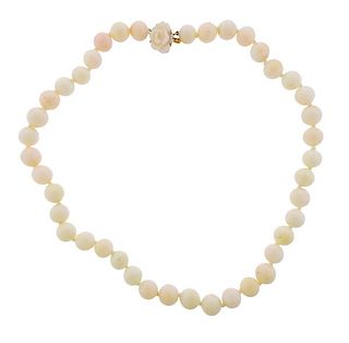 14k Gold Coral Bead Necklace 