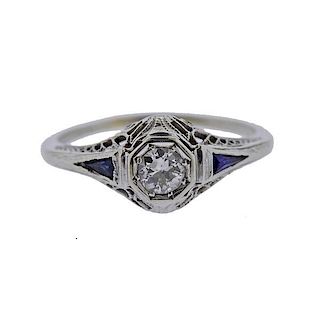 Filigree 18k Gold Diamond Engagement Ring