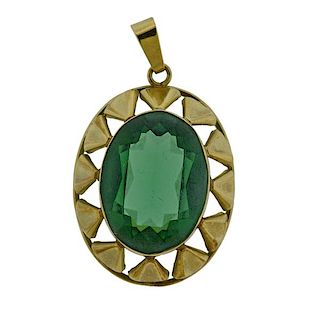 Gold Green Stone Pendant 