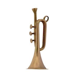 18K Gold Trumpet Charm Pendant