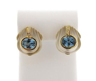 14k Gold Topaz Crystal Diamond Earrings