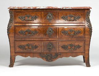 Louis XV style gilt bronze-mounted marquetry commode