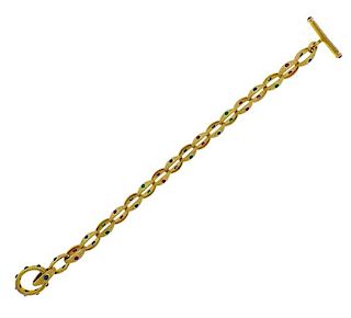 Alex Sepkus 18K Gold Multi Gemstone Link Toggle Bracelet