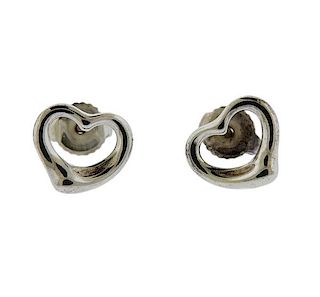 Tiffany &amp; Co Elsa Peretti Silver Open Heart Earrings