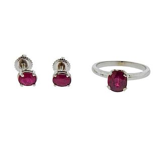 14K Gold Ruby Earrings Engagement Ring Lot