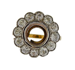 Antique 18K Gold Platinum Diamond Ring Mounting