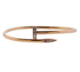 18k Rose Gold Diamond Nail Bracelet 