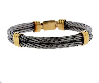 14K Gold Steel Cable Bracelet
