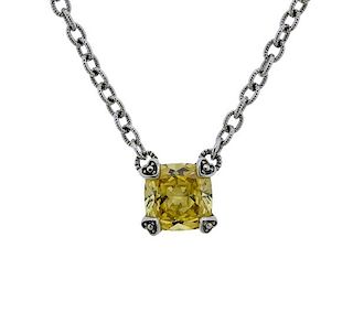 Judith Ripka Sterling Silver Yellow Stone Necklace