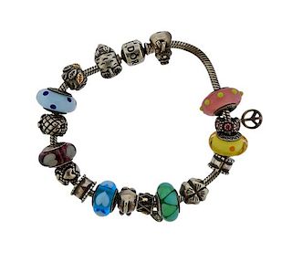 Pandora Silver Multi Colored Stones Bracelet