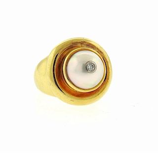 Tiffany &amp; Co Paloma Picasso 18k Gold Pearl Diamond Ring