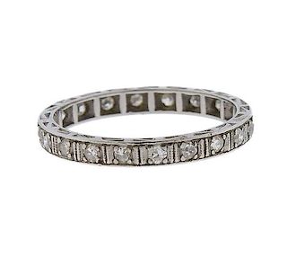 Art Deco Platinum Wedding Band Ring