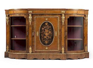 A Louis XV style marquetry vitrine cabinet