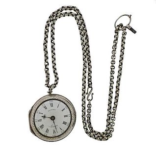 Antique Dupont London Fusee Silver Pocket Watch 