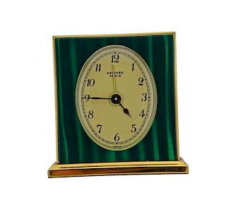 Hermes Brass Enamel  Desk Travel Alarm Clock 