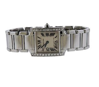 Cartier Tank Francaise Diamond Steel Watch 2384