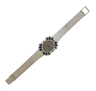 Longines 18K Gold Diamond Sapphire Manual Wind Watch