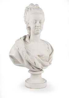 A Sevres biscuit porcelain bust of Marie Antoinette